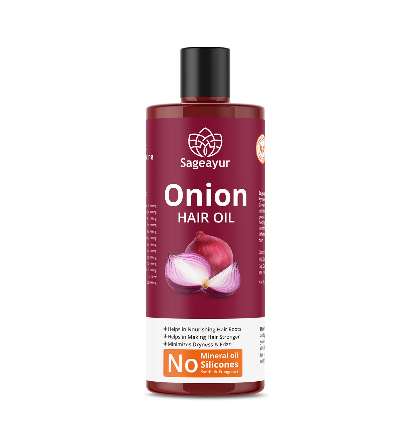 Sageayur Onion Hair oil | 100% Ayurvedic-200Ml